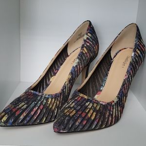 Limelight Navy Floral and Mesh High Heels 11W